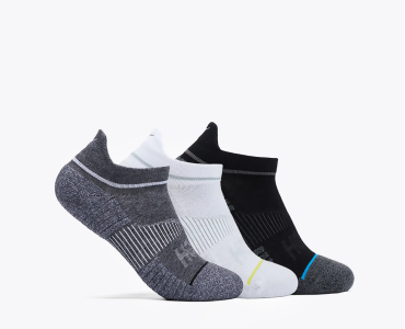 HOKA ONE ONE U NO-SHOW RUN SOCK 3-PACK 1122930-WBGR WHITE / BLACK / GREY