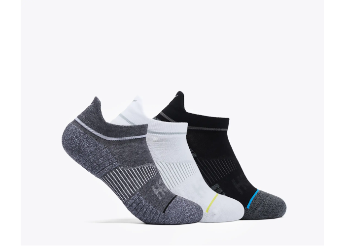 HOKA ONE ONE U NO-SHOW RUN SOCK 3-PACK 1122930-WBGR WHITE / BLACK / GREY