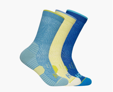 HOKA ONE ONE U CREW RUN SOCK 3-PACK 1122931-ADM ALPINE BLUE / CARDAMON / ULTRAMARINE