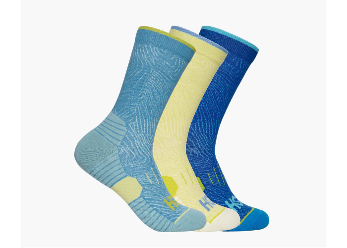 HOKA ONE ONE U CREW RUN SOCK 3-PACK 1122931-ADM ALPINE BLUE / CARDAMON / ULTRAMARINE