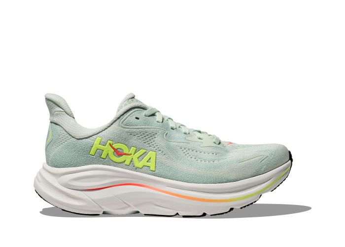 HOKA one one W Clifton 10 WIDE 1162050-SLSSN SEA GLASS / NEON FLAME