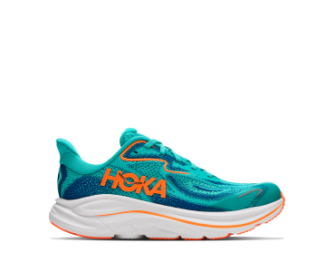 HOKA one one Y Clifton 10 Big Kids 1168860-NCQ NIGHT GLOW BLUE / ELECTRIC AQUA