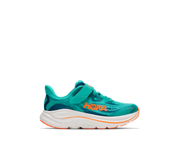 HOKA one one K Clifton 10 Little Kids 1168873-NCQ NIGHT GLOW BLUE / ELECTRIC AQUA