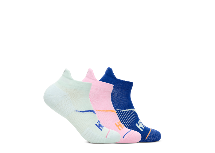 HOKA ONE ONE U NO-SHOW RUN SOCK 3-PACK 1122930-ARZ AQUA BRZE / PINK TWILIGHT / ULTRAMARINE